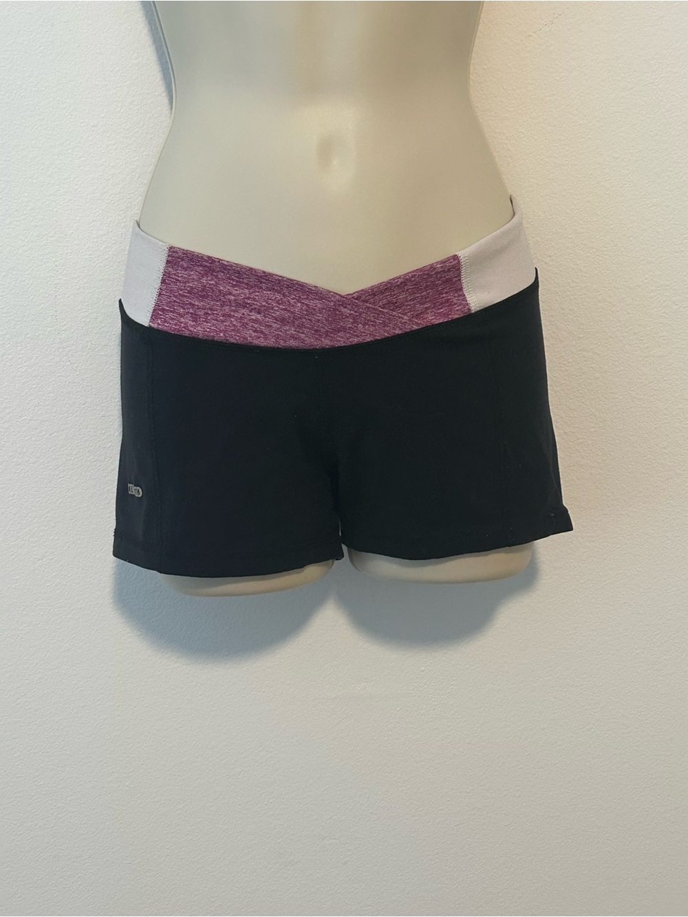 Black Athletic Shorts with Purple Accented Waistband